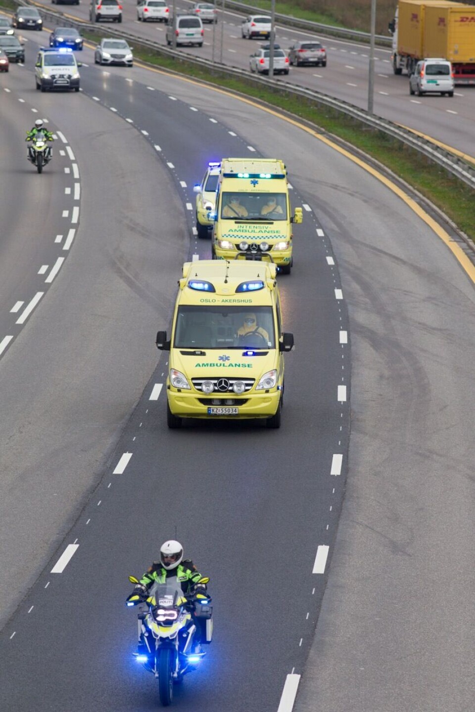 Ebola-transporten av legen fra Gardermoen til Ullevål i 2014.