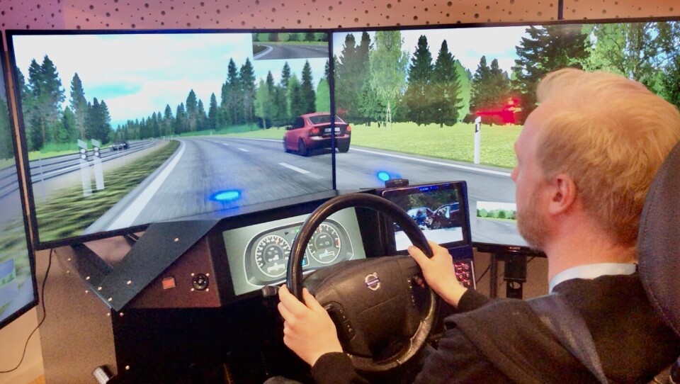 Blålyssimulatoren til det svenske trafikkinstituttet var på besøk på Ambulanseforums konferanse i 2019.