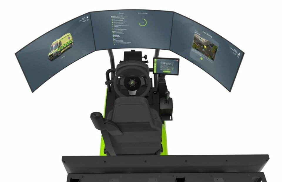 Slik ser oppsettet ut, men skal da også kunne brukes med VR-briller. Illustrasjonsbilde: Tenstar Simulation.