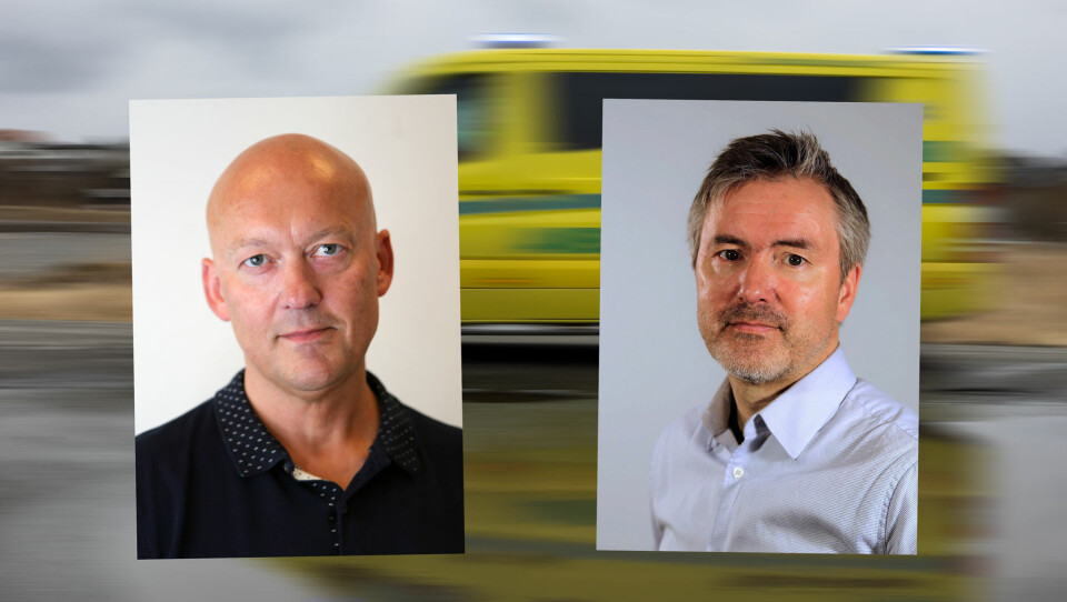 Klinikksjef for prehospitale tjenester Trond Carlson (t.v.) og kommunikasjonssjef Eirik Palm, Finnmarkssykehuset HF.