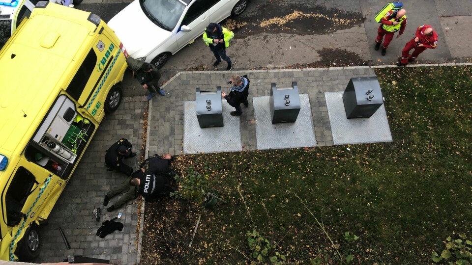 Fra arrestasjonen av ambulansekapreren.