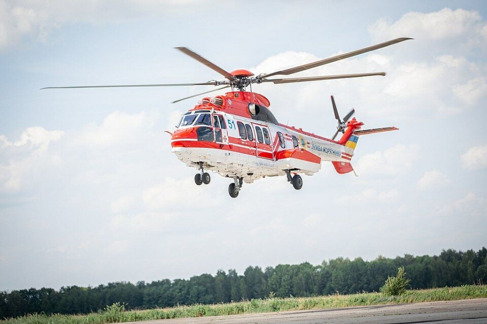 H225 Super Puma i Ukraina, tilsvarende modell som ved Turøy-ulykken. Illustrasjonsfoto. Wikimedia Commons