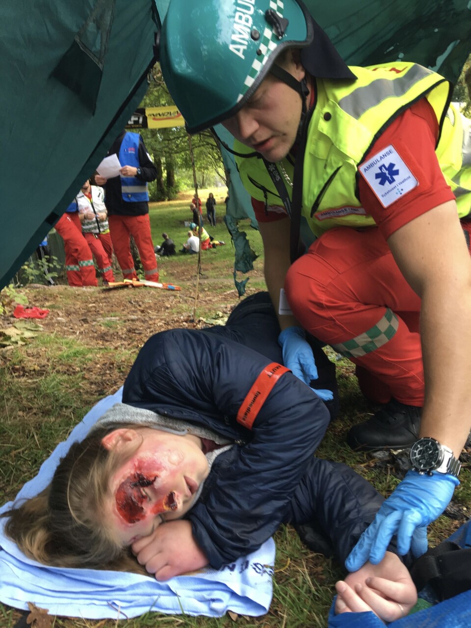 Laget fra Sandefjord på masseskade. Eksplosjon på festival. Foto: Live Oftedahl