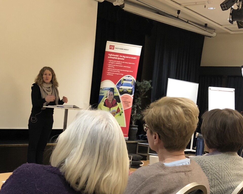 Tuva Moflag (Ap) på Fagforbundets konferanse.