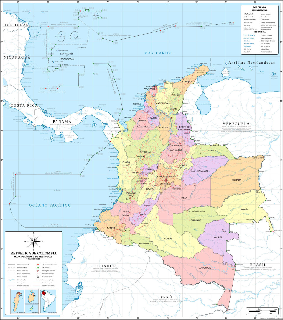 Kart over Columbia. Illustrasjon: Wikimedia Commons