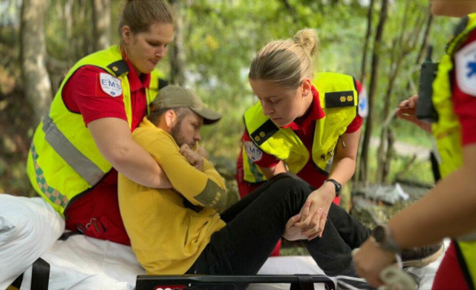 Pasient med slag var også en av casene under EMS Sørlandet. Foto: Jørn Finsrud.