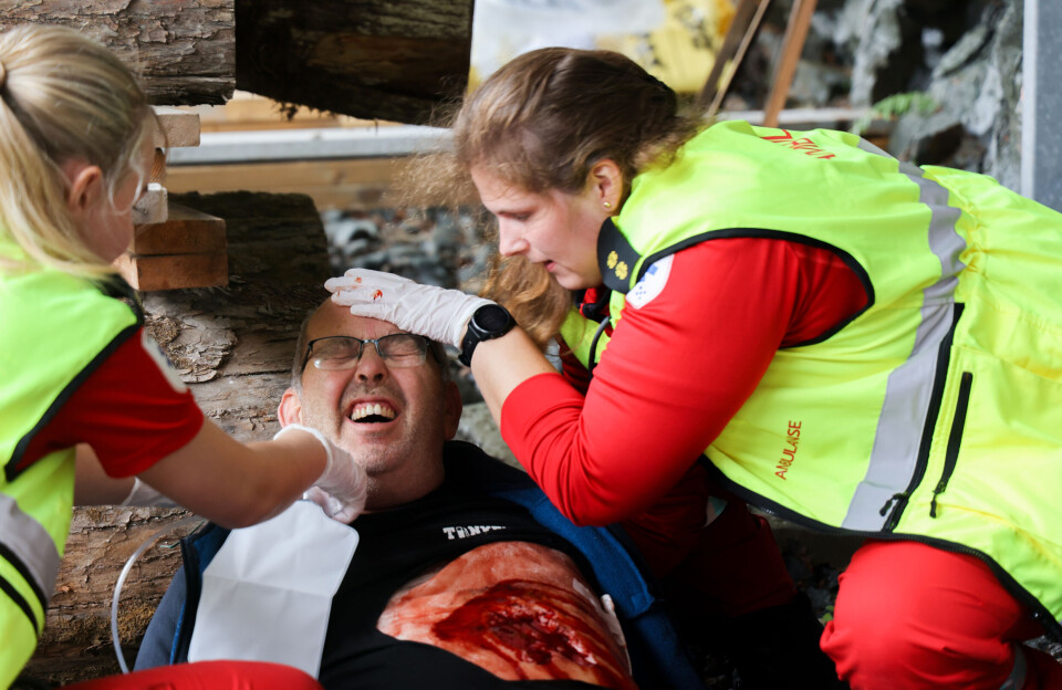 Pasient med alvorlig fall og tegn til trykkpneumothorax.